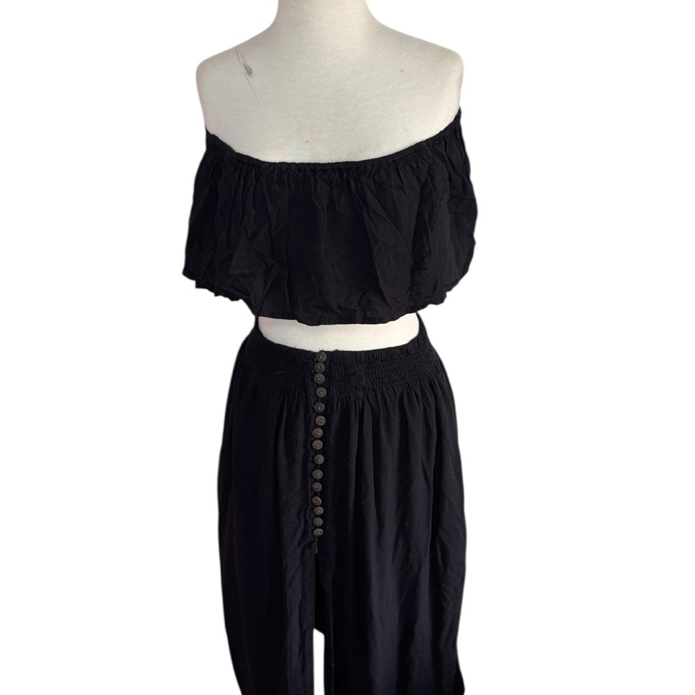 Black Off-Shoulder Two-Piece Set